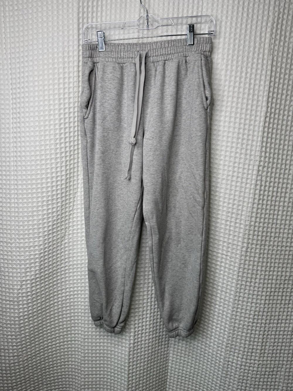 Fabletics Women’s M Gray Heather Fleece Jogger Sweatpants Drawstring Pockets